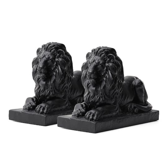 Glitzhome® 22" Lying Lion Garden Statue Set